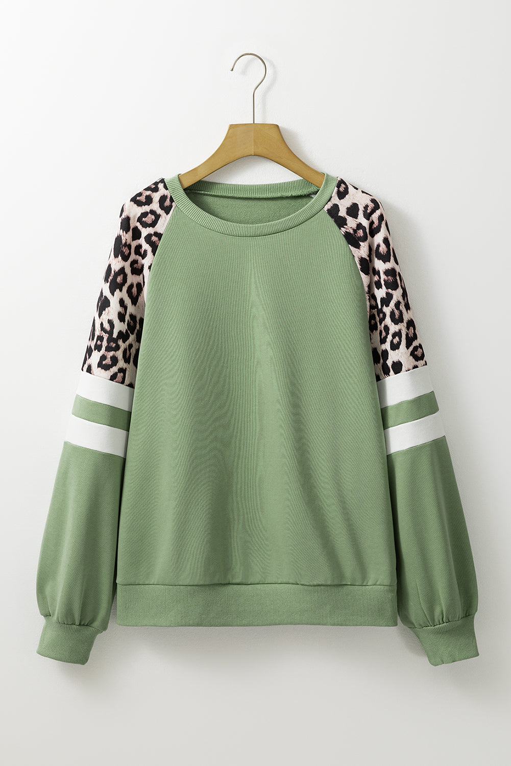 Leopard Print Patchwork Raglan Sleeve Sweatshirt