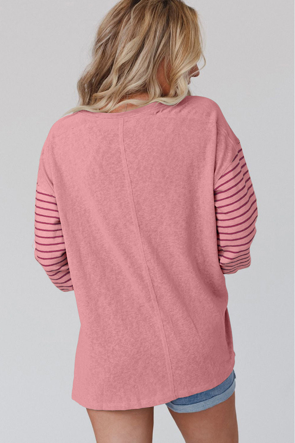 Colorblock Striped Bishop Sleeve Top