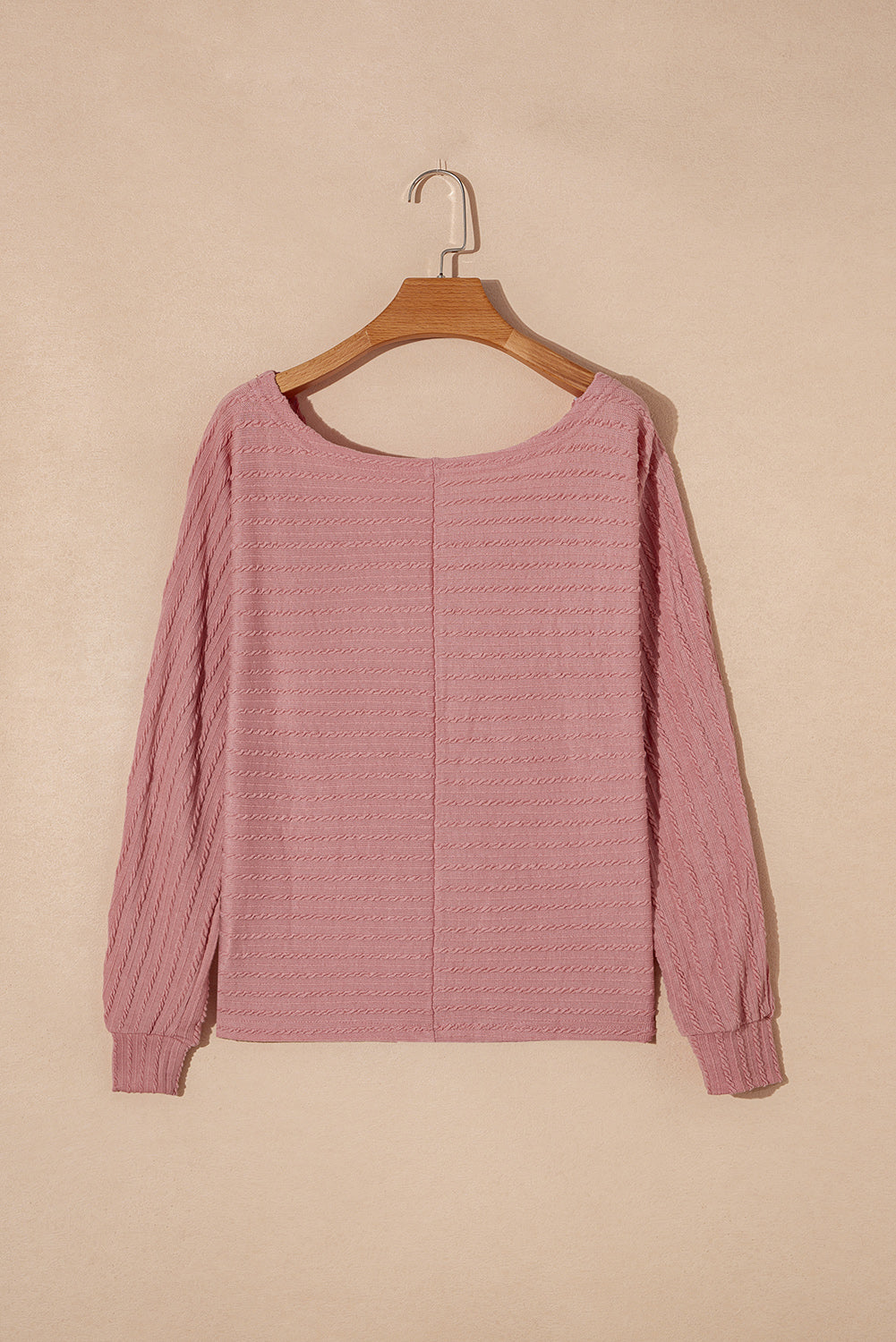 Ribbed Round Neck Knit Long Sleeve Top