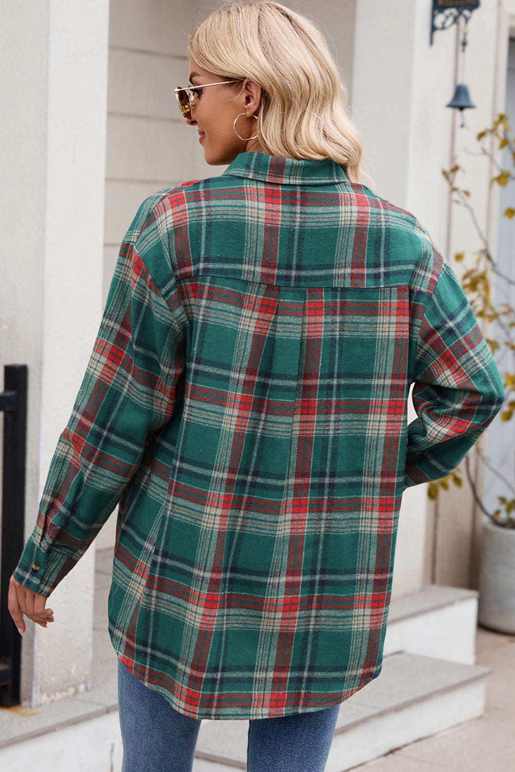 Plaid Chest Pocket Button Front Shirt