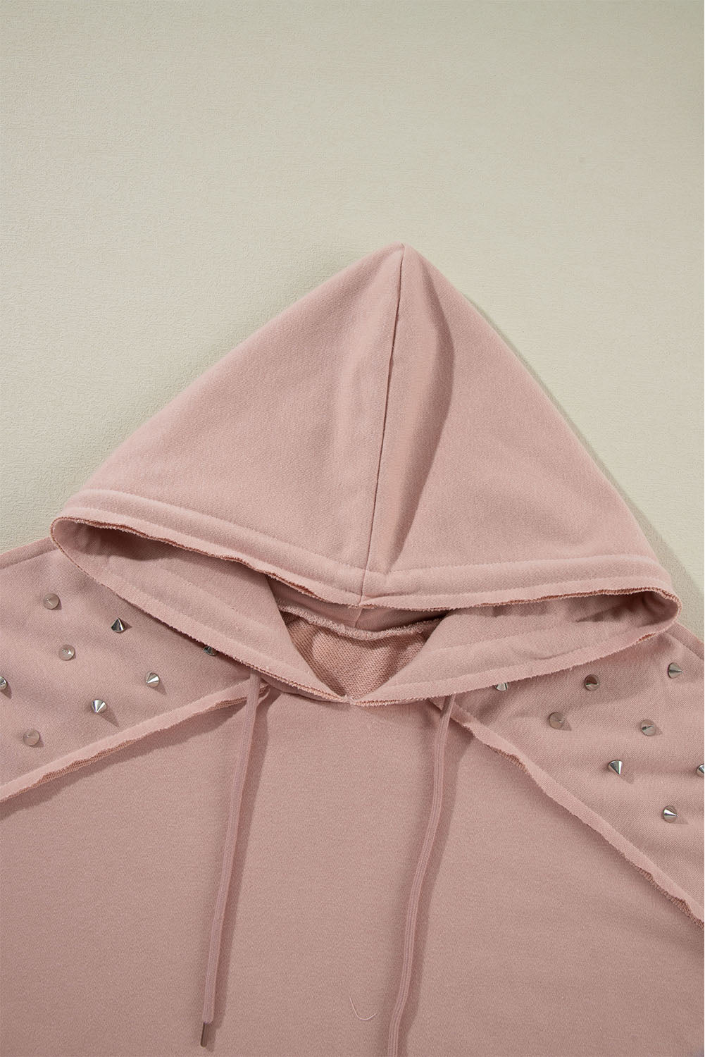 Stud Detail Kangaroo Pocket Drawstring Hoodie