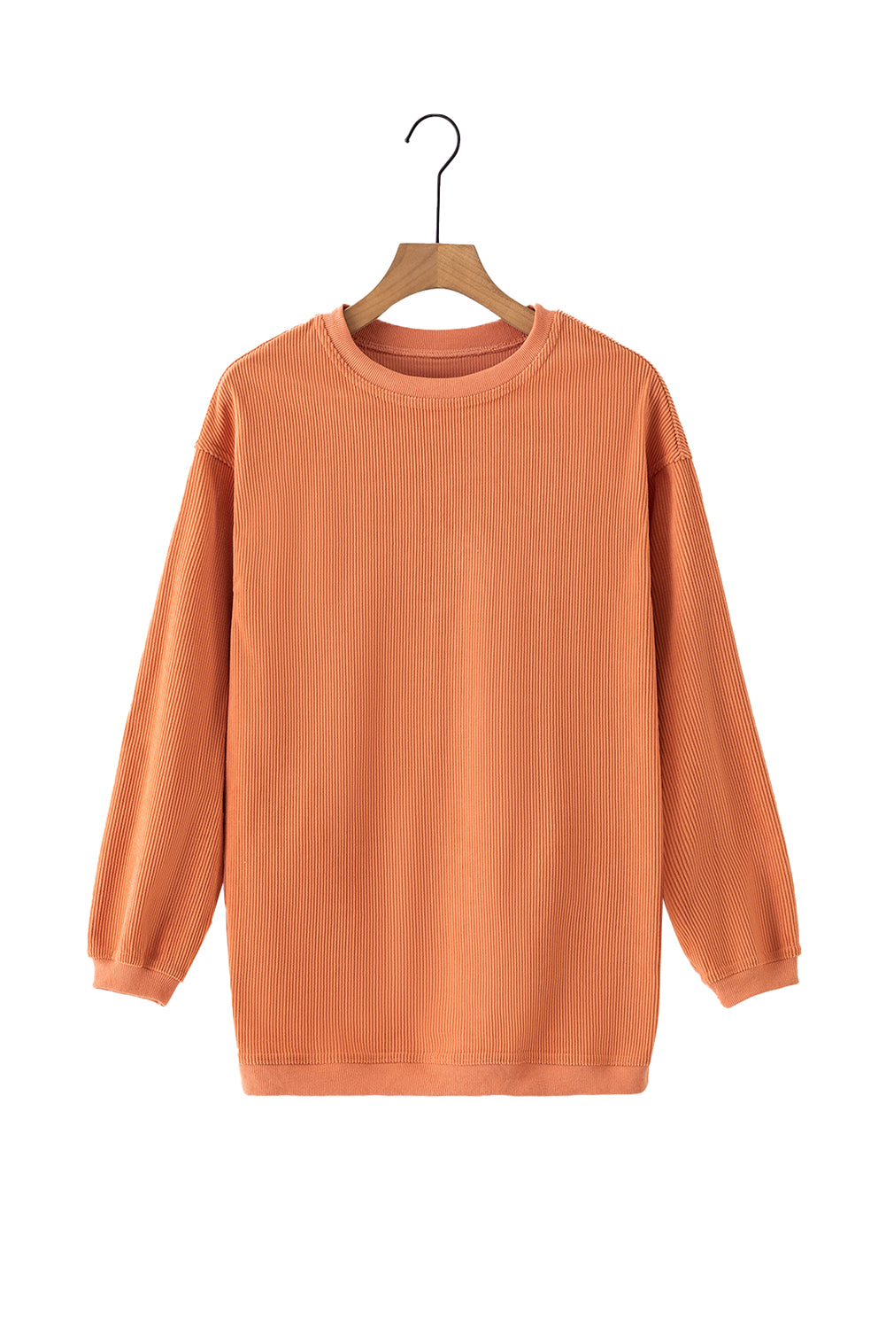 Orange HELLO PUMPKIN Letter Graphic Corded Sweatshirt