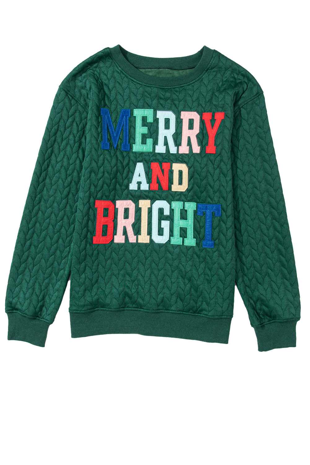 Merry And Bright Cable Knit Pullover Sweatshirt