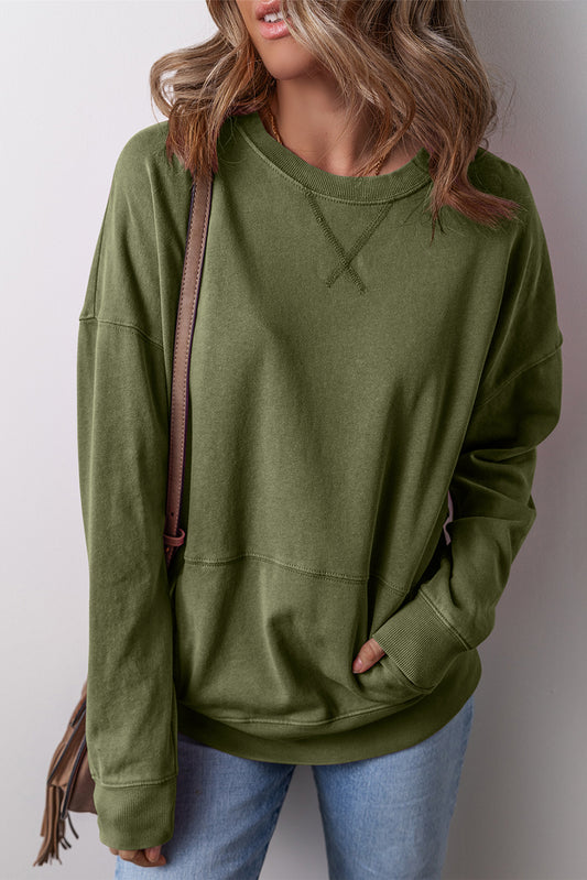 Kangaroo Pocket Loose Fit Drop Shoulder Sweatshirt