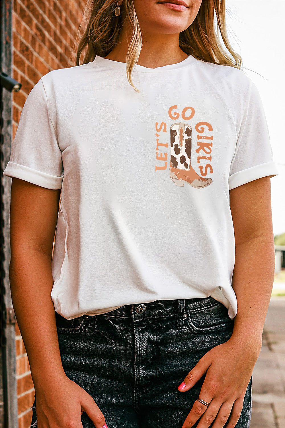 White Double-Side Cowboy Hat & Boots Graphic Tee