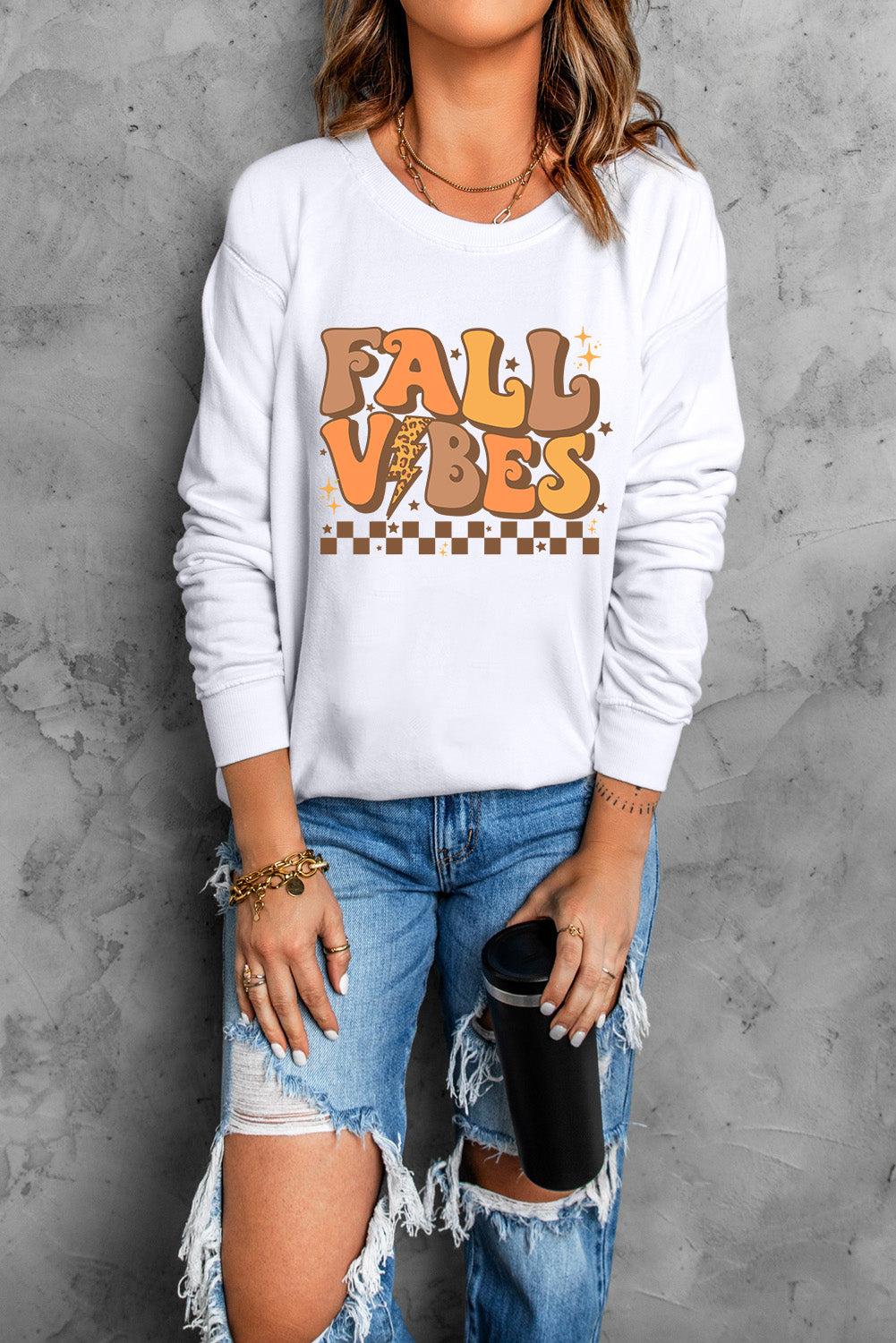 FALL VIBES Graphic Drop Shoulder Sweatshirt