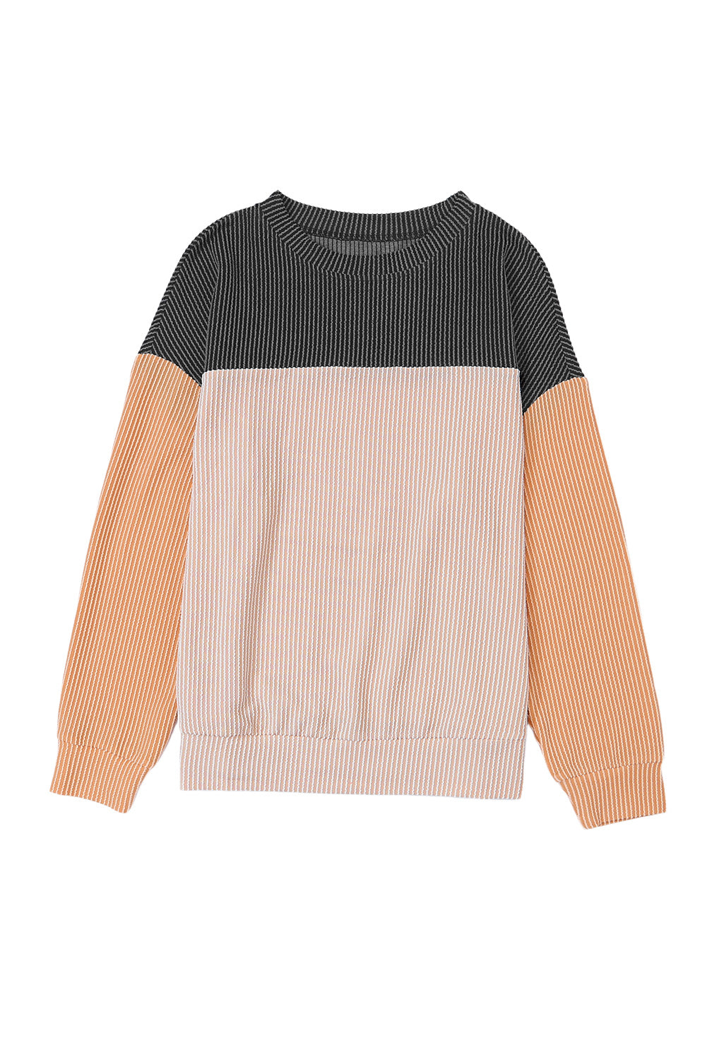 Ribbed Color Block Long Sleeve Top