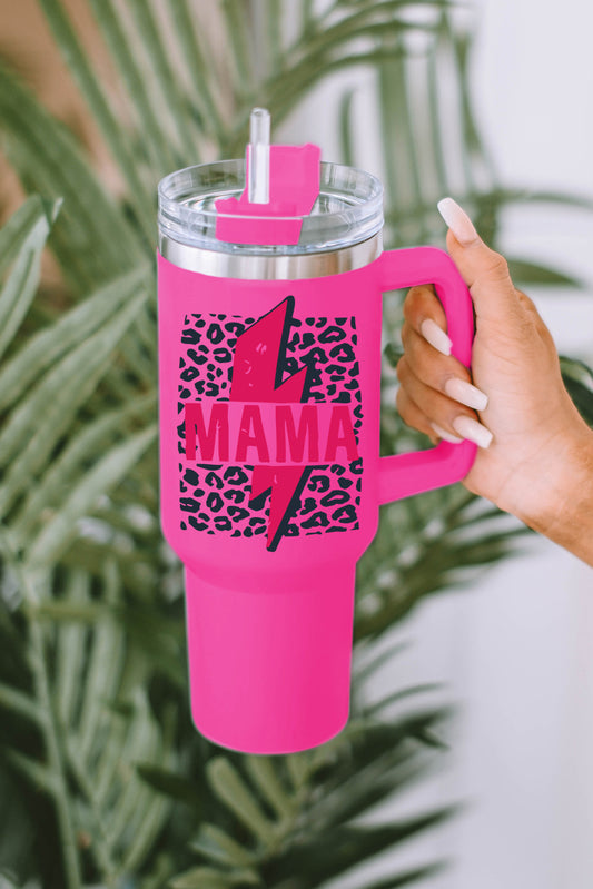 Rose Mama Lightning Leopard Print Straw Stainless Steel Insulate Cup 40oz