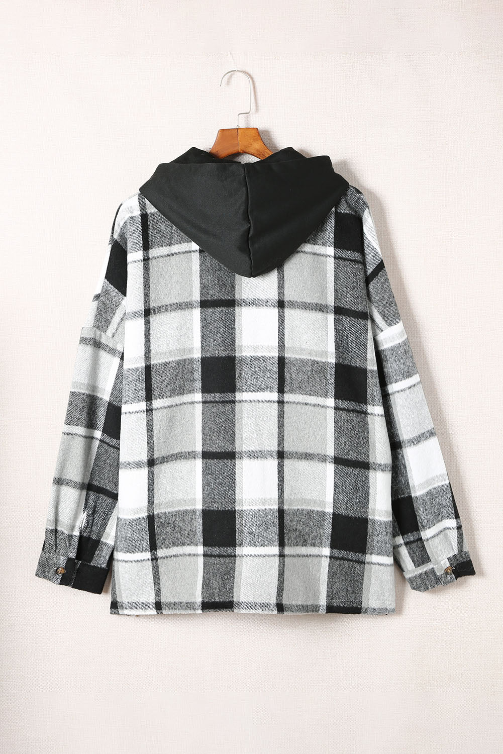 Plaid Button Front Hooded Shacket