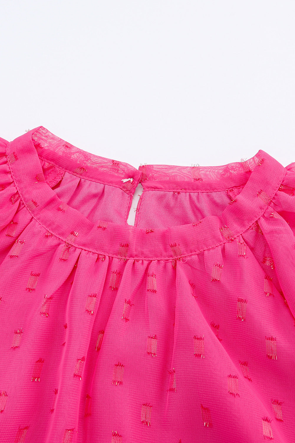 Rose Dotted Gold Stamp Tiered Ruffled Short Sleeve Top