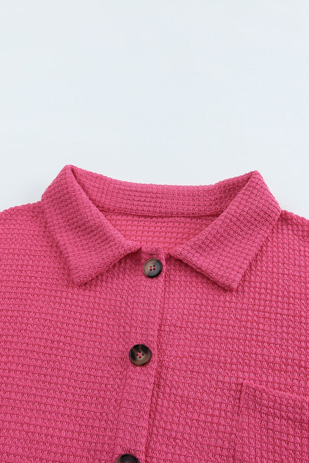 Plus Size Chest Pocket Waffle Knit Shirt