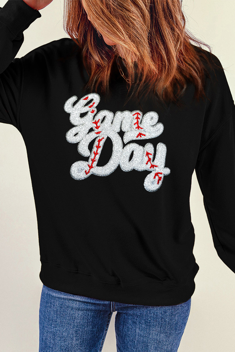 Game Day Baseball Graphic Crew Neck Sweatshirt