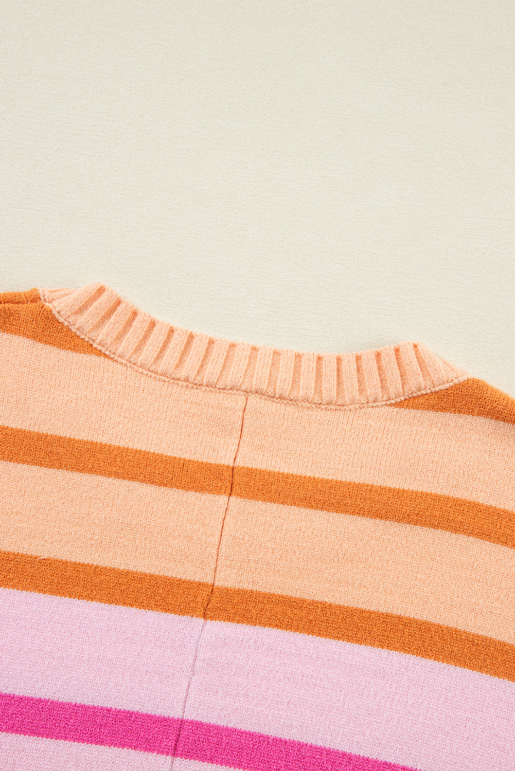 Striped Ribbed Edge Gradient Loose Sweater