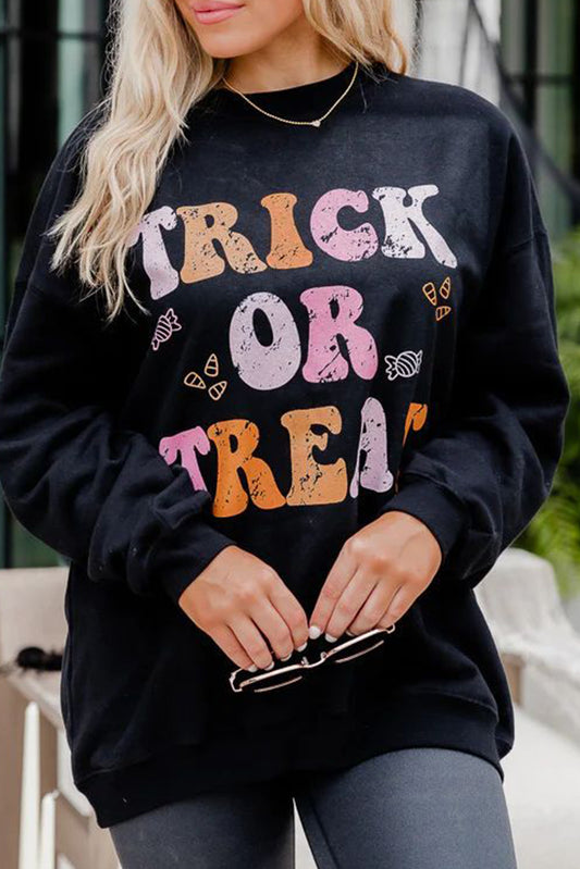 Halloween TRICK OR TREAT Graphic Crewneck Sweatshirt