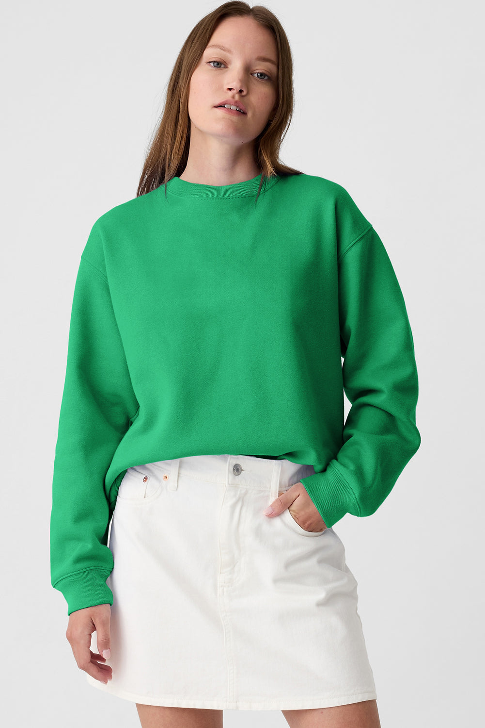 Solid Color Drop Shoulder Terry Sweatshirt