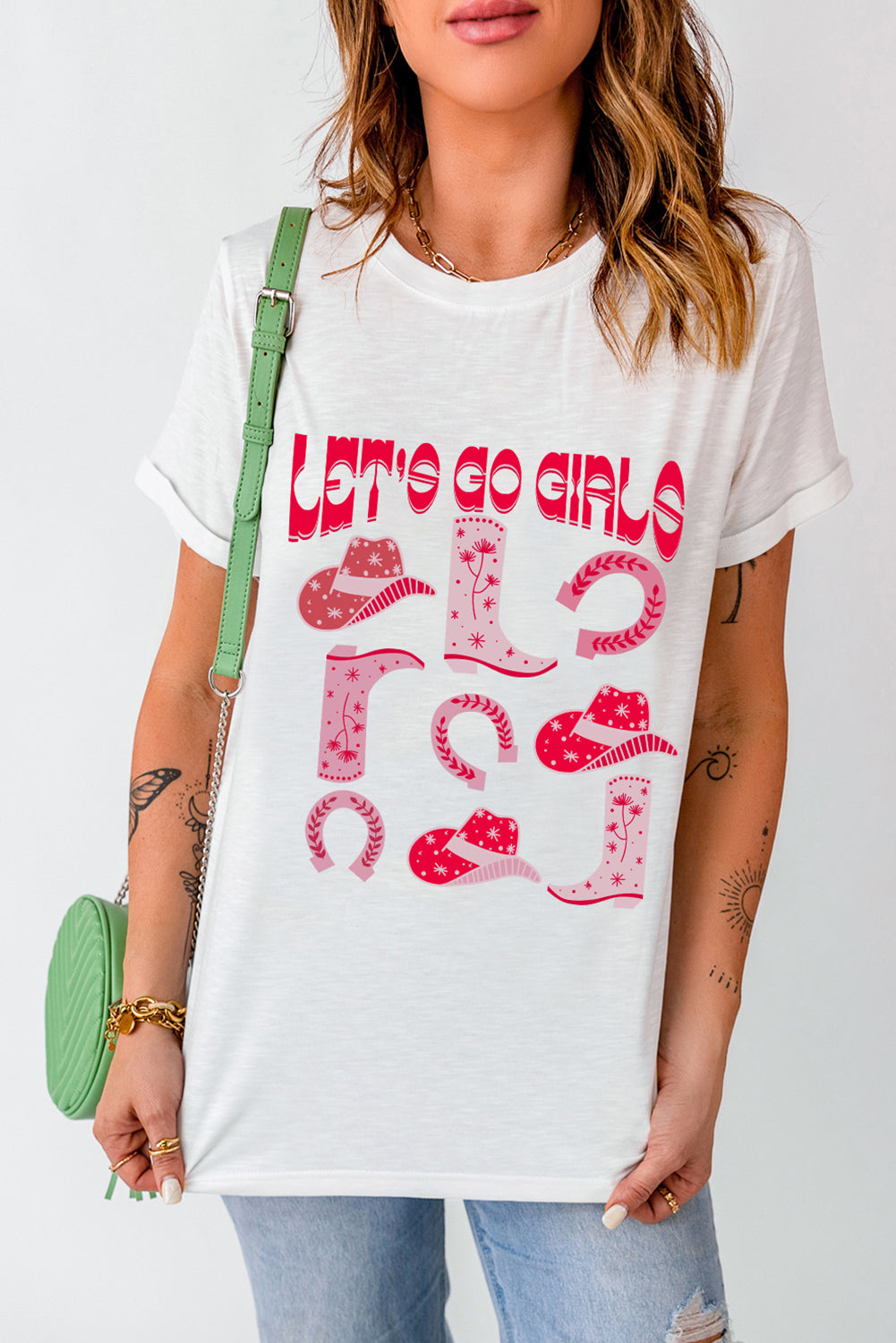 LET'S GO GIRLS Boots & Hats Graphic T Shirt