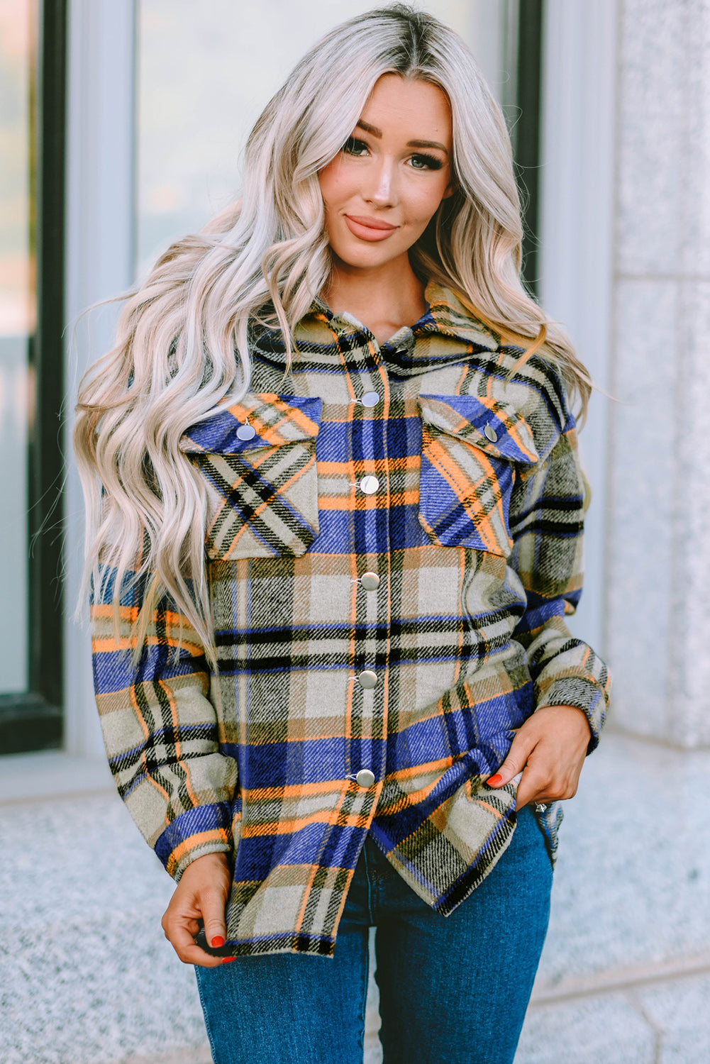 Plaid Button Up Long Sleeve Flannel Shacket