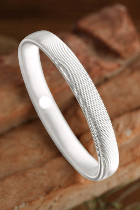 White Stretchy Metal Wide Bangle