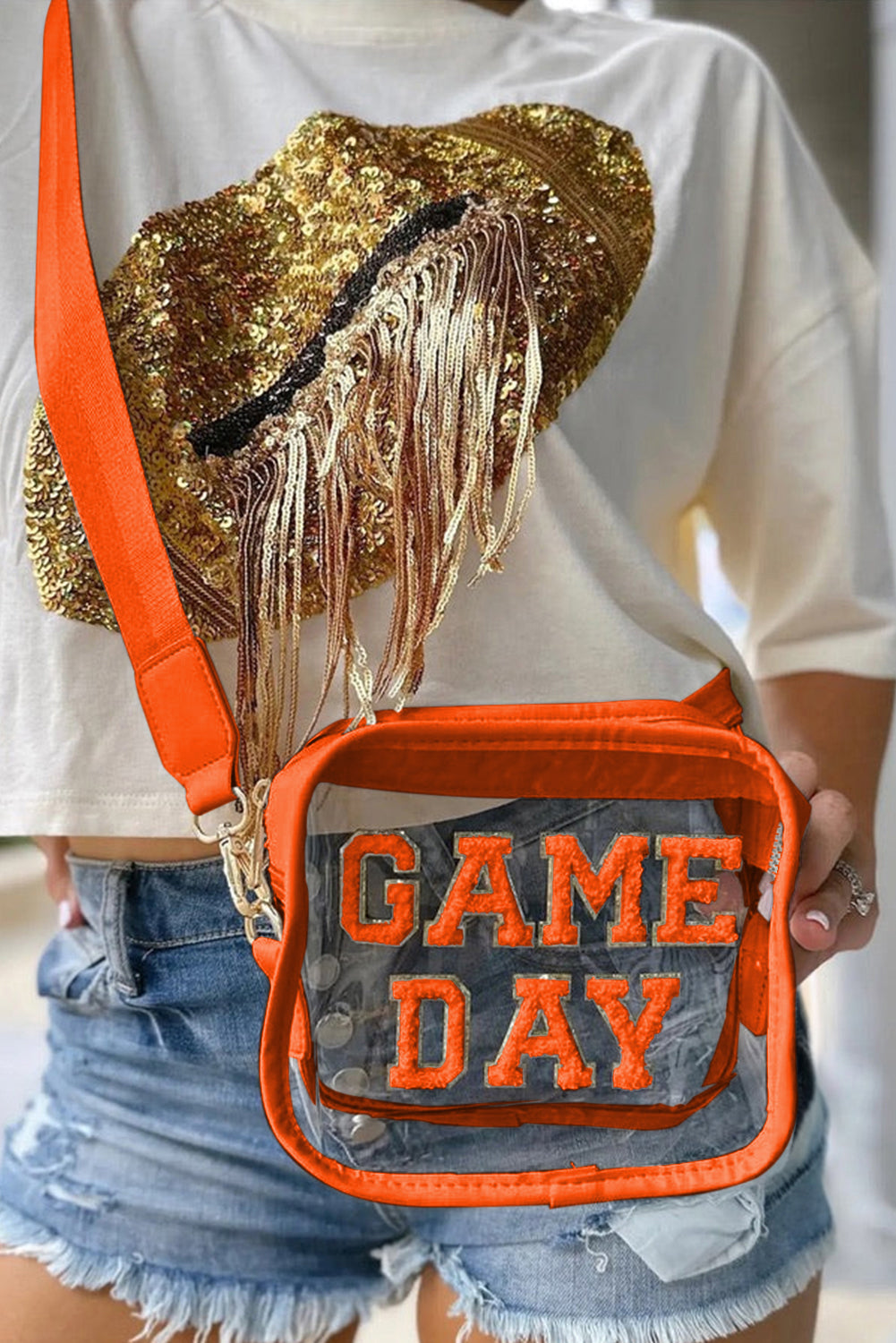 Chenille GAME DAY Pattern Clear Bag