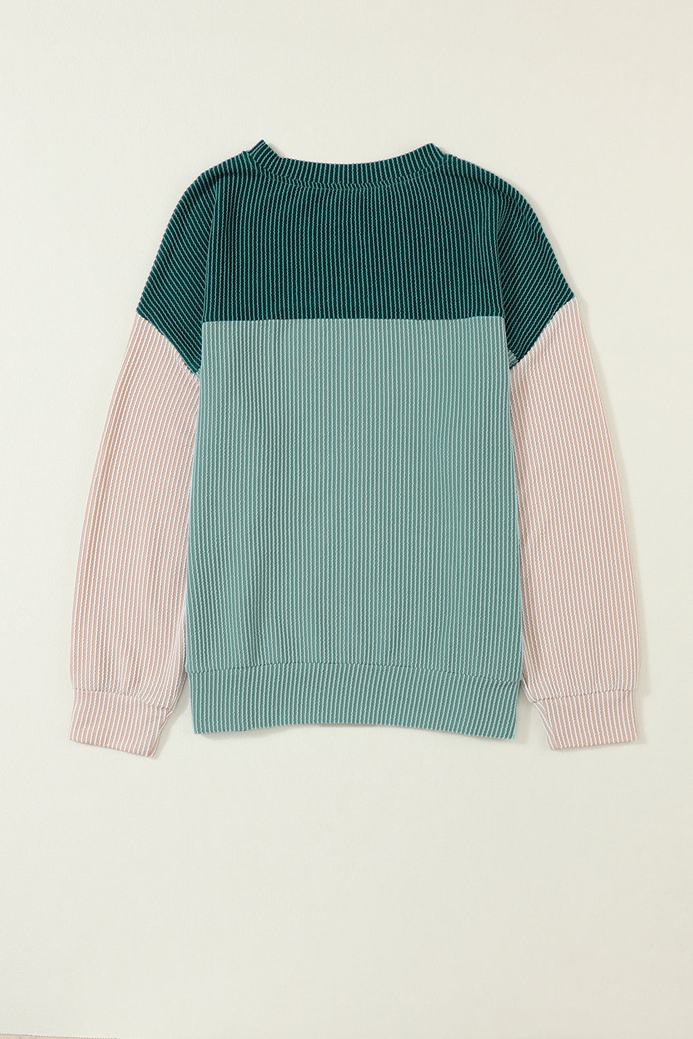 Ribbed Color Block Long Sleeve Top