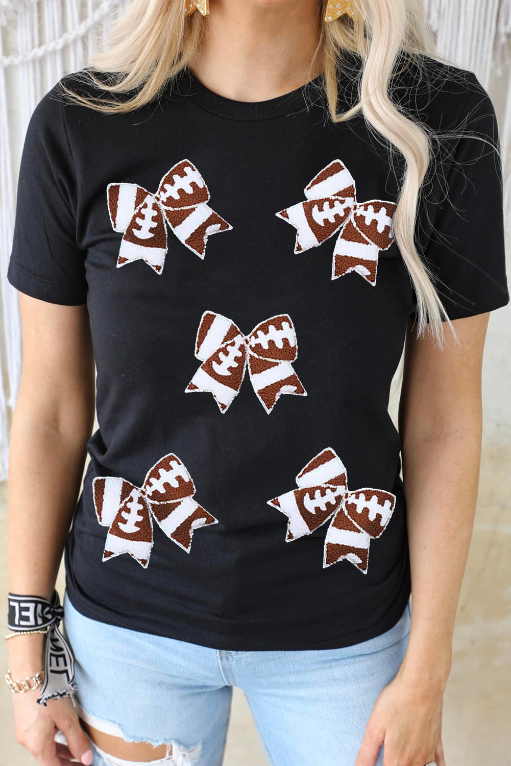 Game Day Rugby Bowknot Graphic T Shirt