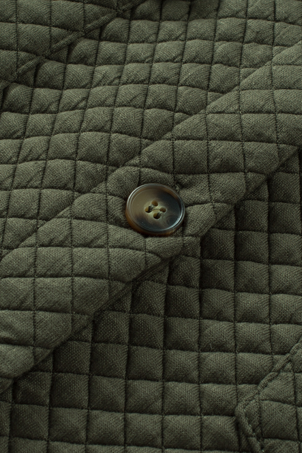 Retro Quilted Flap Pocket Button Shacket