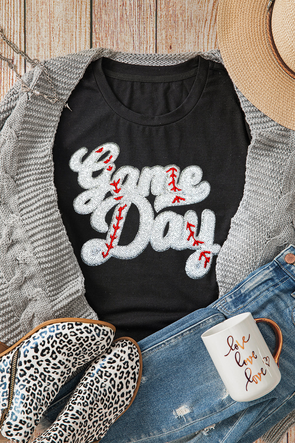 Game Day Baseball Graphic Crew Neck Tee