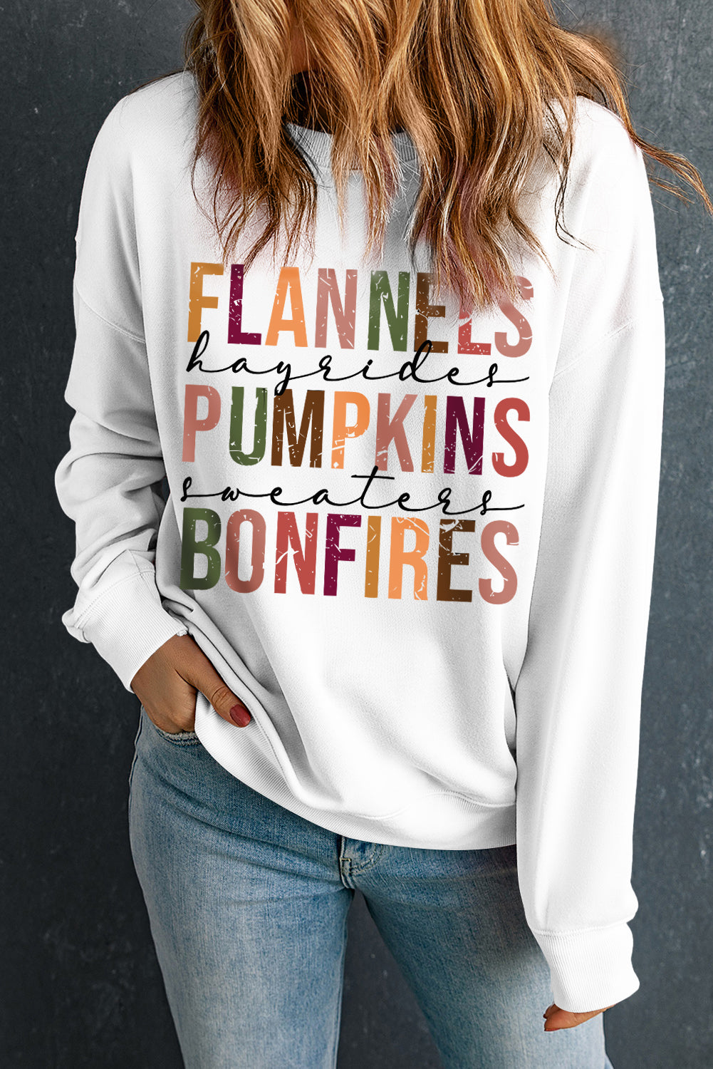 FLANNELS PUMPKINS BONFIRES Graphic Drop Shoulder Sweatshirt