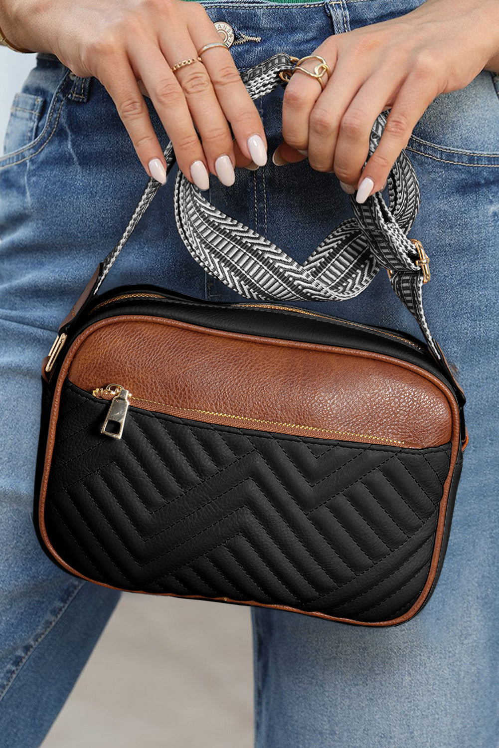 Quilted Faux Leather Crossbody Bag