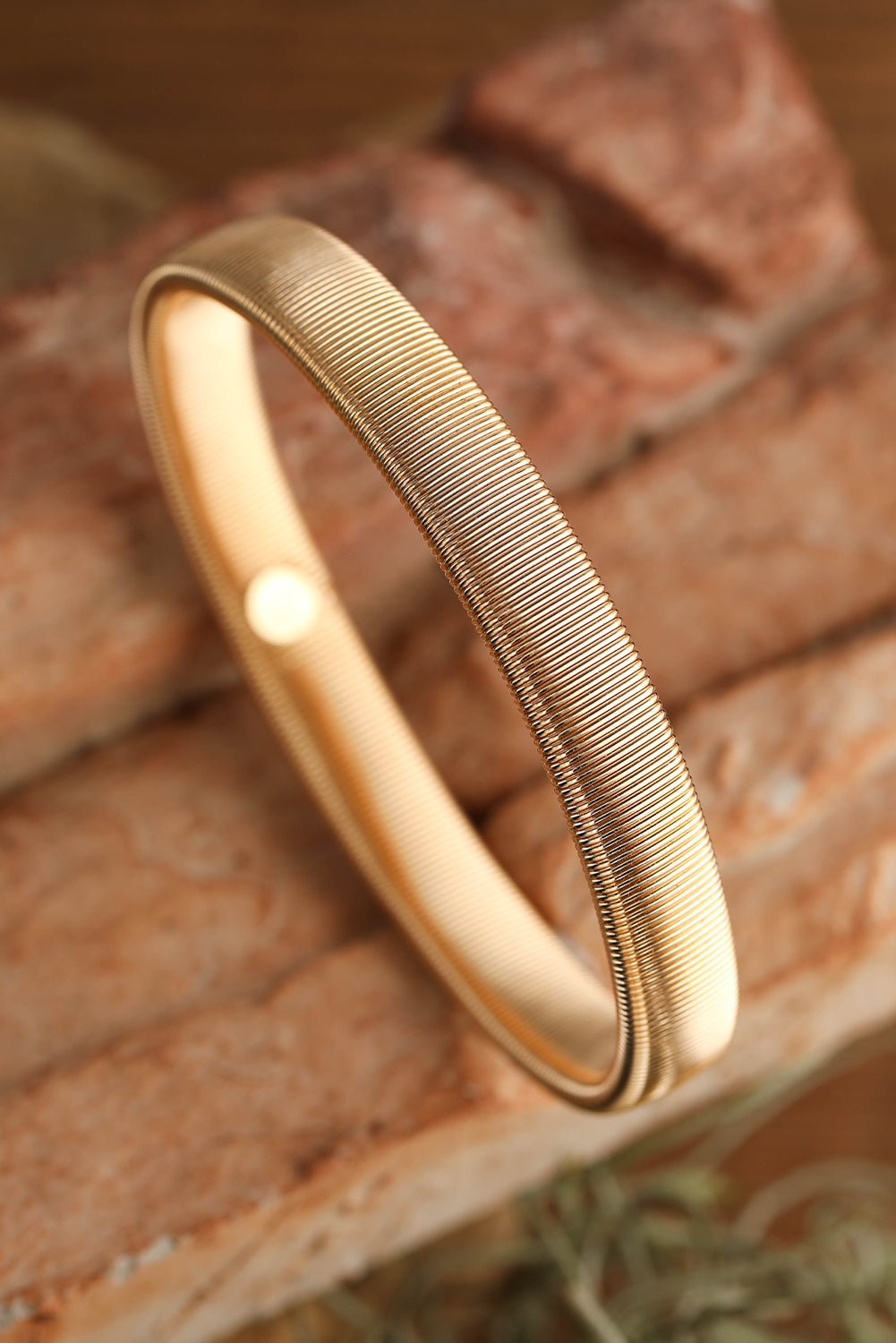 White Stretchy Metal Wide Bangle