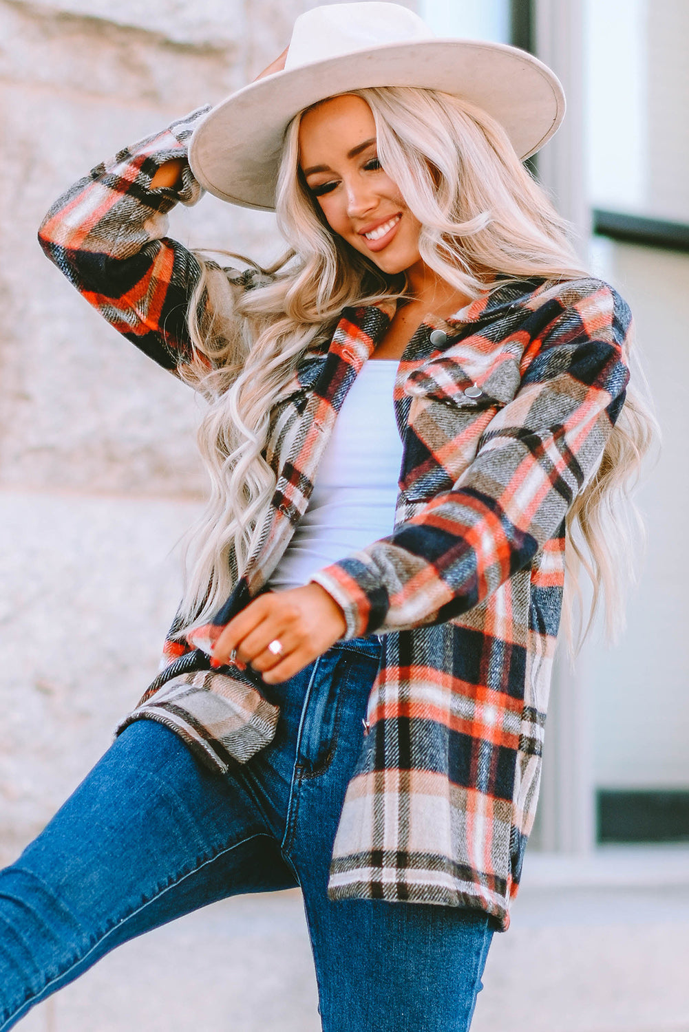 Plaid Button Up Long Sleeve Flannel Shacket