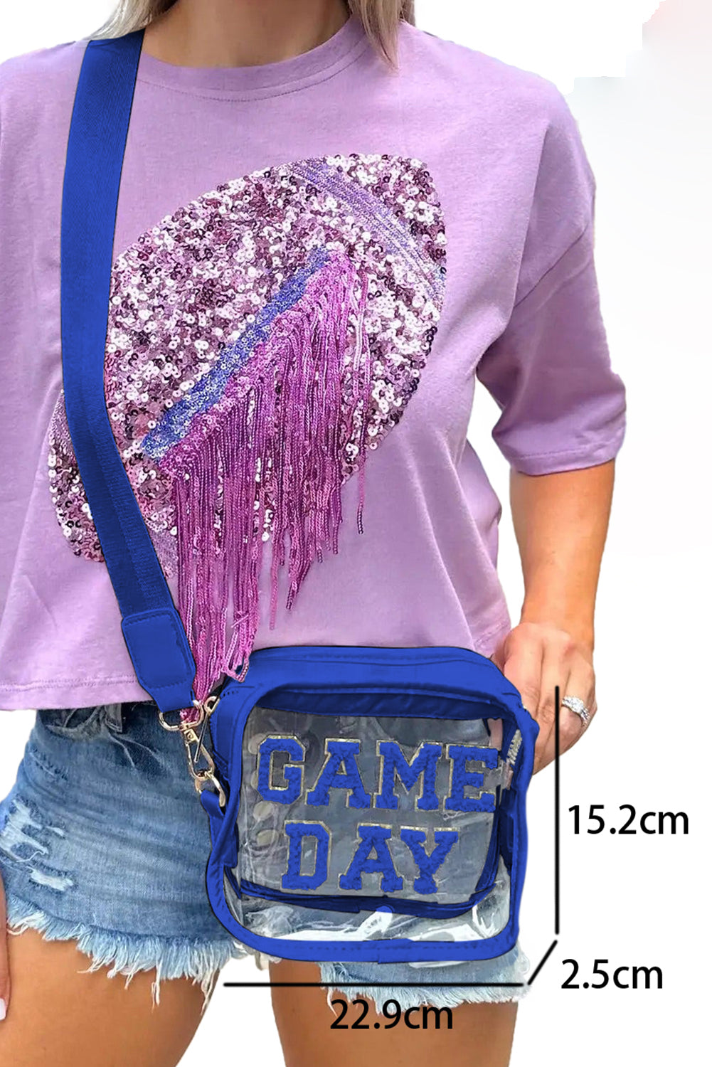 Chenille GAME DAY Pattern Clear Bag