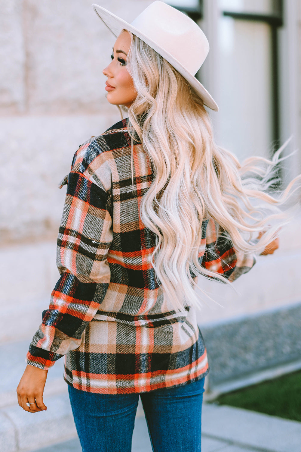 Plaid Button Up Long Sleeve Flannel Shacket