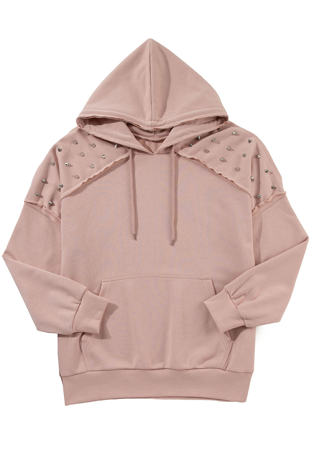 Stud Detail Kangaroo Pocket Drawstring Hoodie