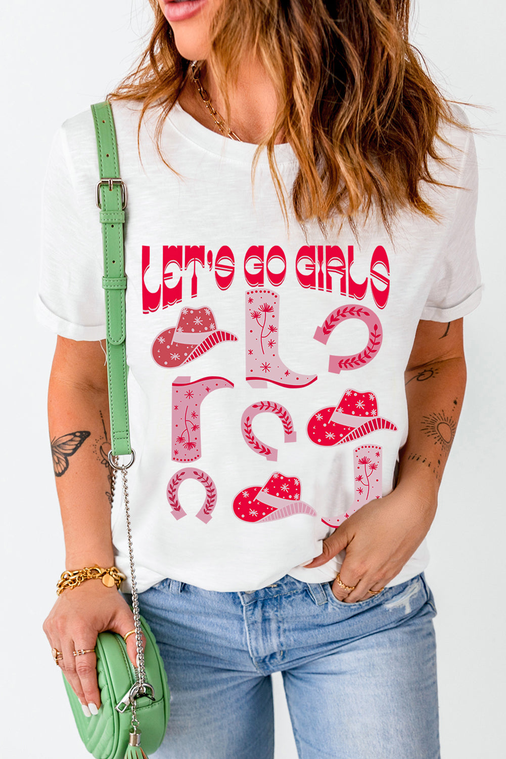 LET'S GO GIRLS Boots & Hats Graphic T Shirt