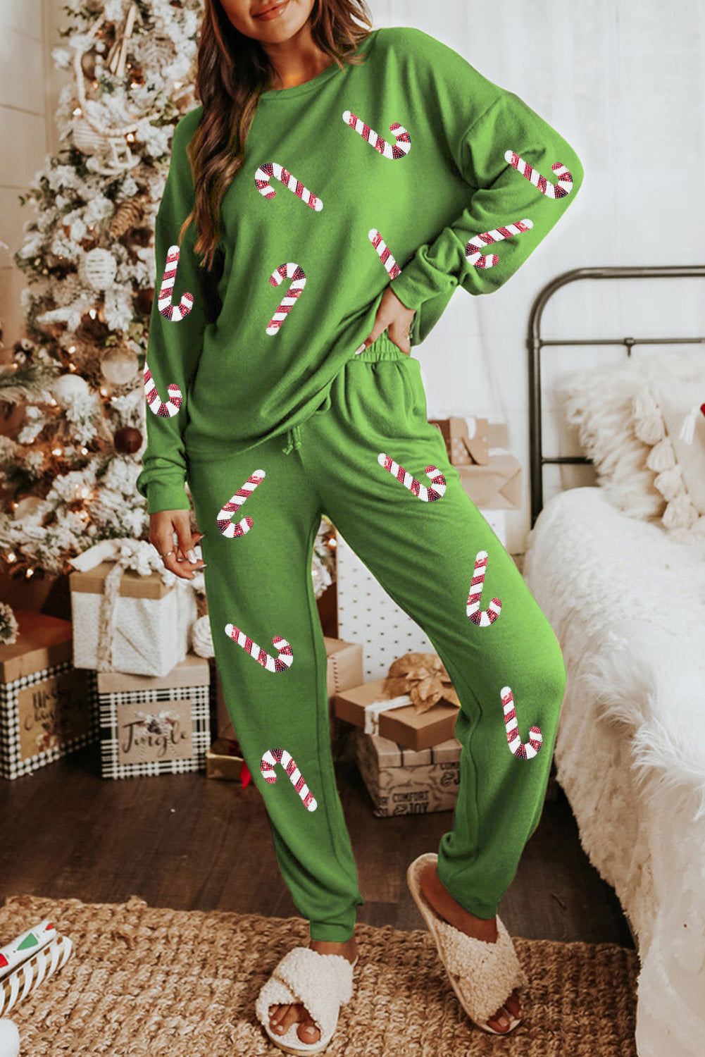 Christmas Candy Cane Graphic Lounge Set