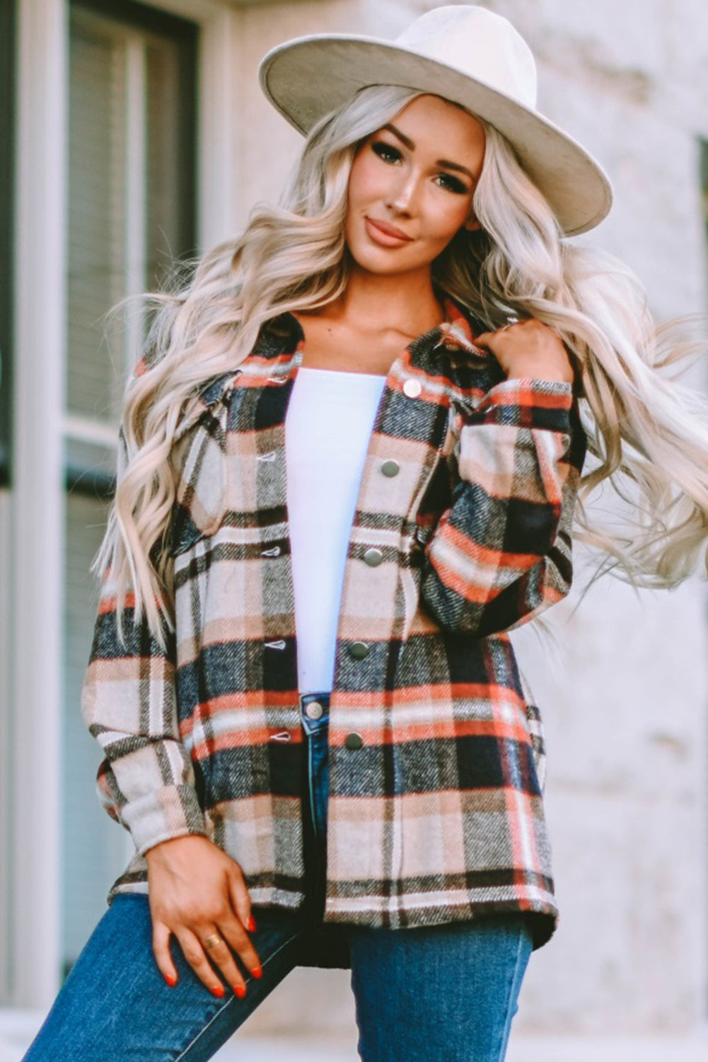 Plaid Button Up Long Sleeve Flannel Shacket