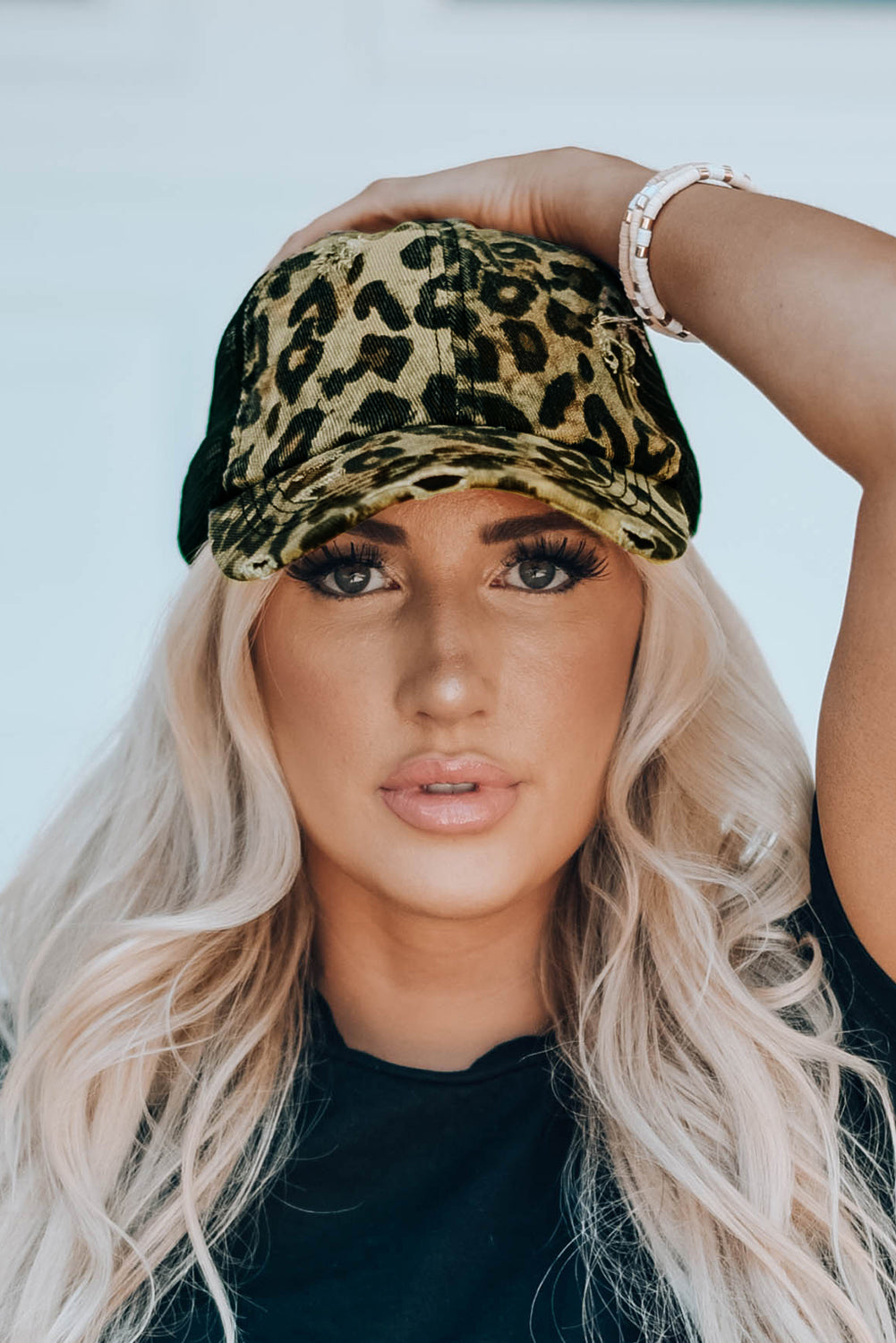 Leopard Printed Mesh Splicing Baseball Cap