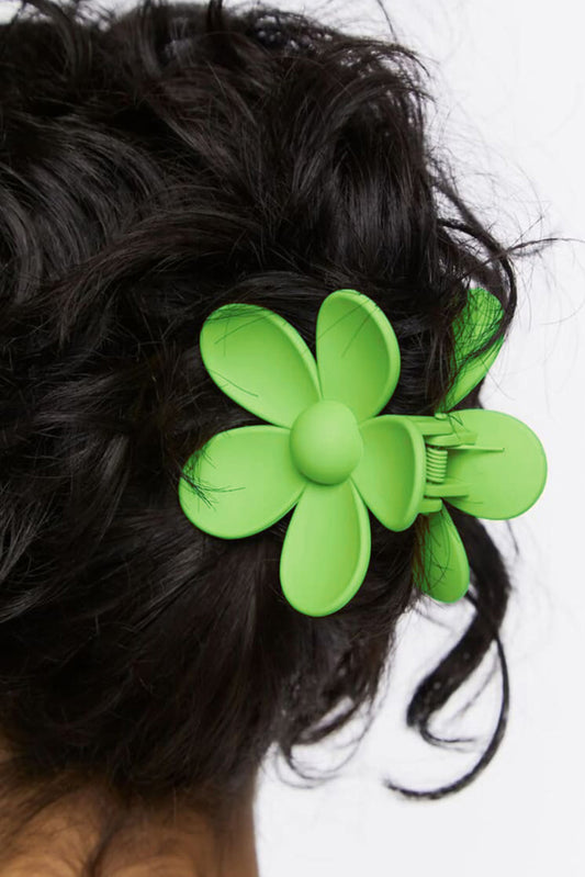 Green Flower Hair Claw Clip