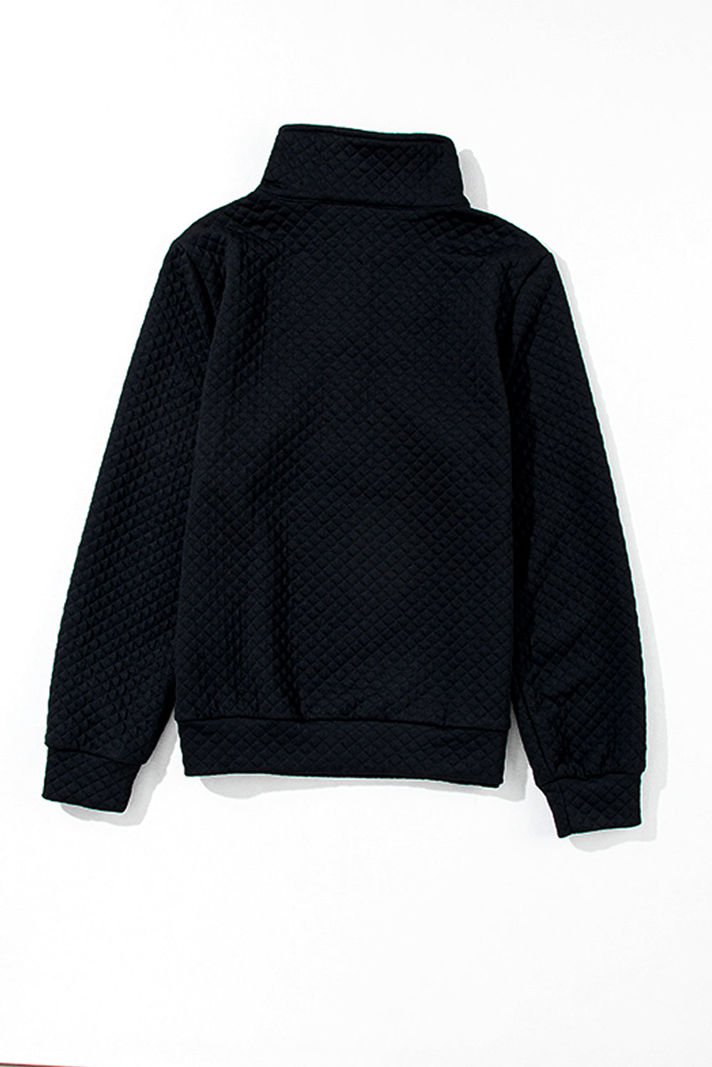 Solid Color Half Zipper Quilted Pullover Sweatshirt