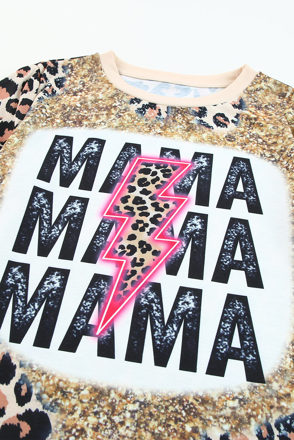 MAMA Lightning Graphic Leopard Dyed T Shirt