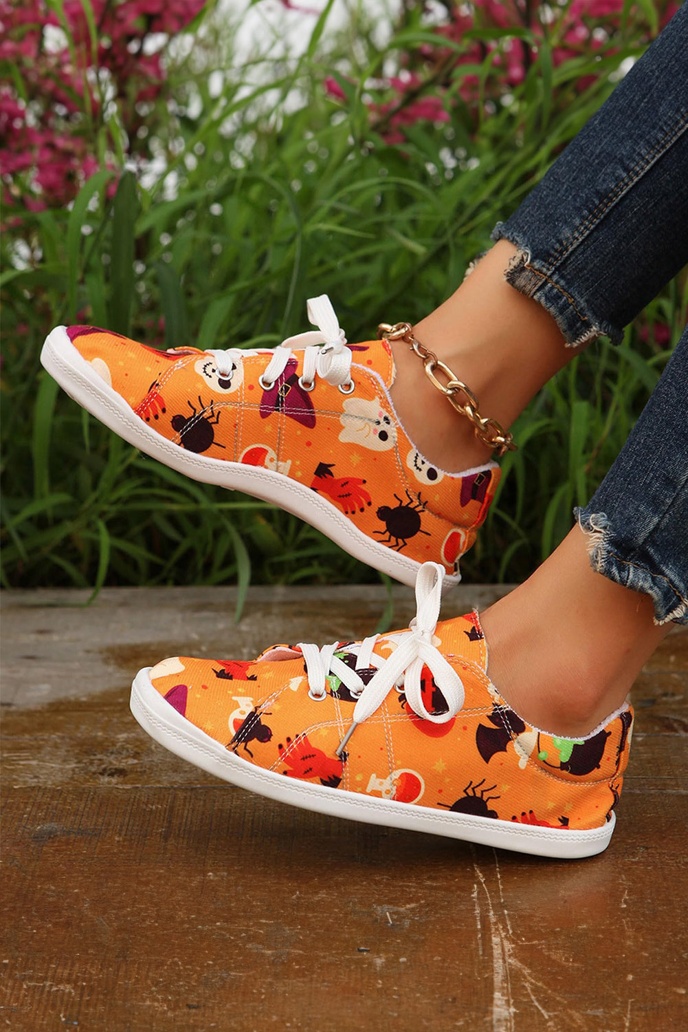 Halloween Pumpkin Spider Ghost Print Sneakers