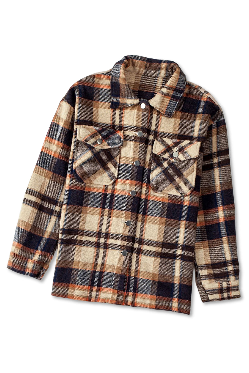 Plaid Button Up Long Sleeve Flannel Shacket