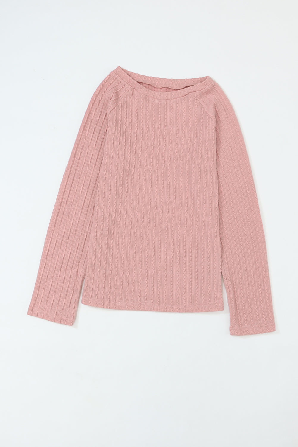 Ribbed Round Neck Knit Long Sleeve Top