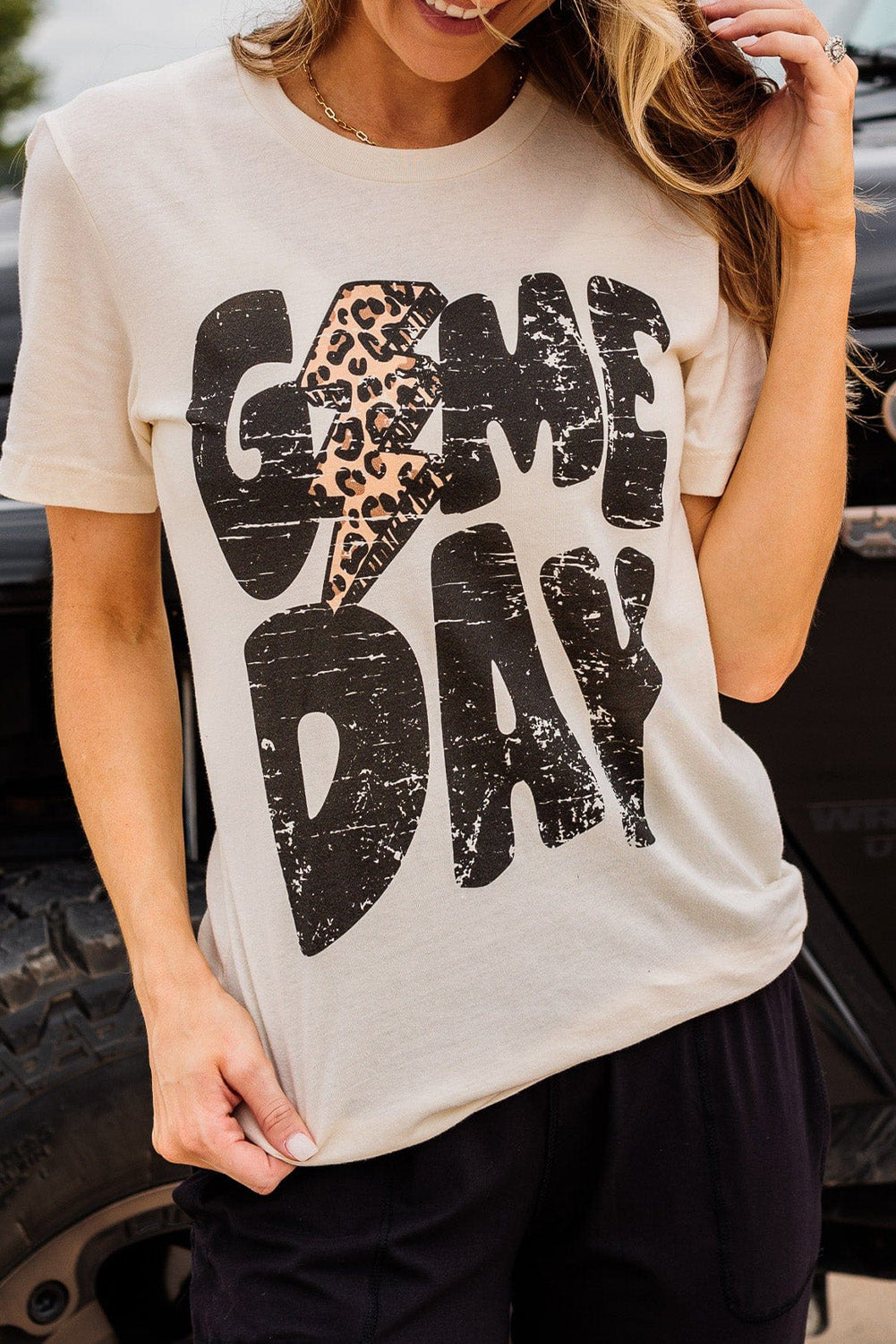 Khaki Game Day Football Season Casual Graphic T Shirt