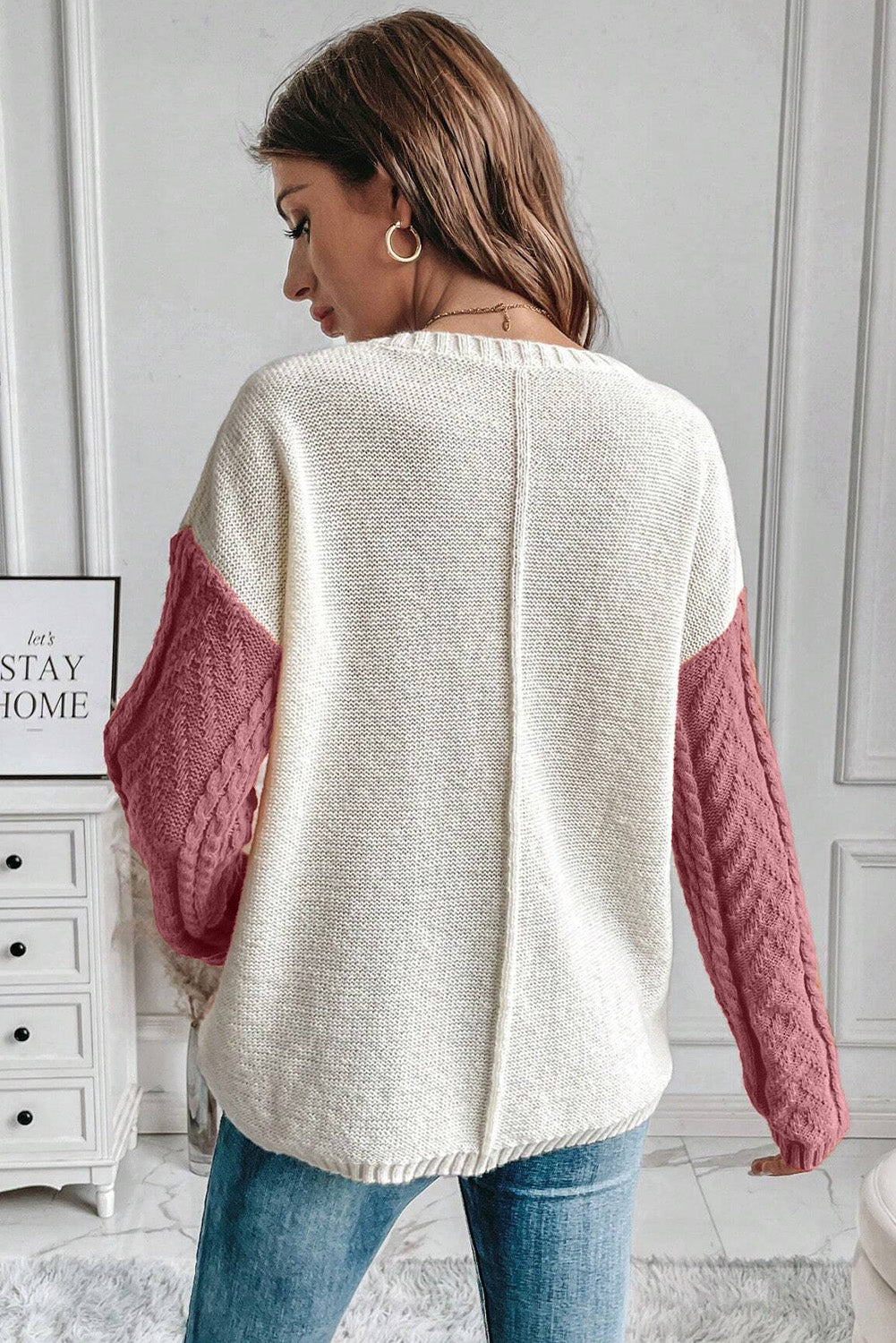 Colorblock Pocket Drop Shoulder Sweater