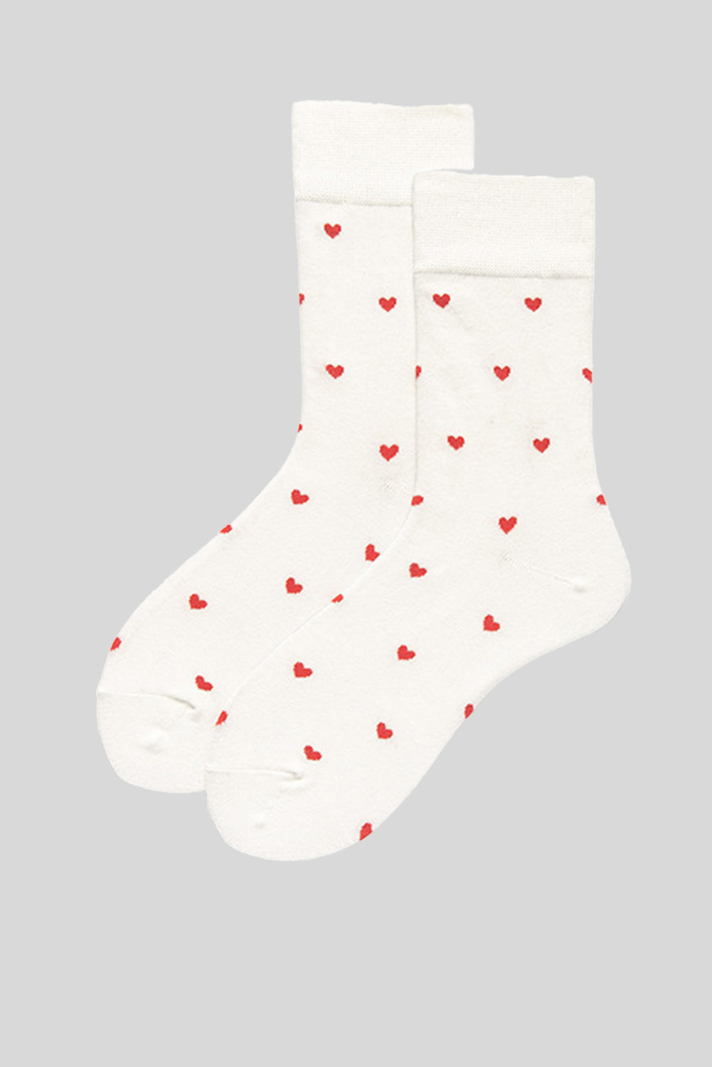 White Heart Pattern Casual Cotton Socks