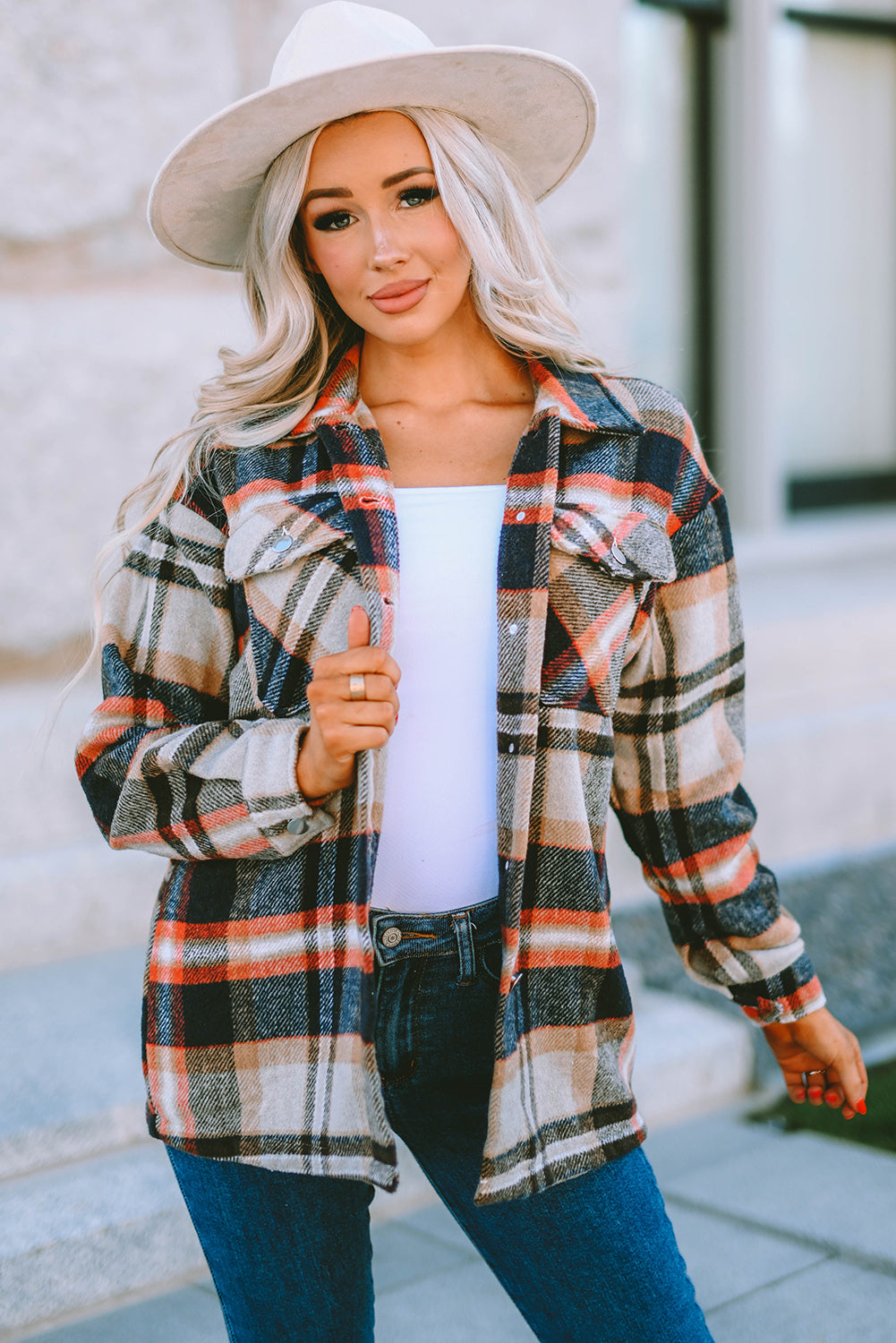 Plaid Button Up Long Sleeve Flannel Shacket