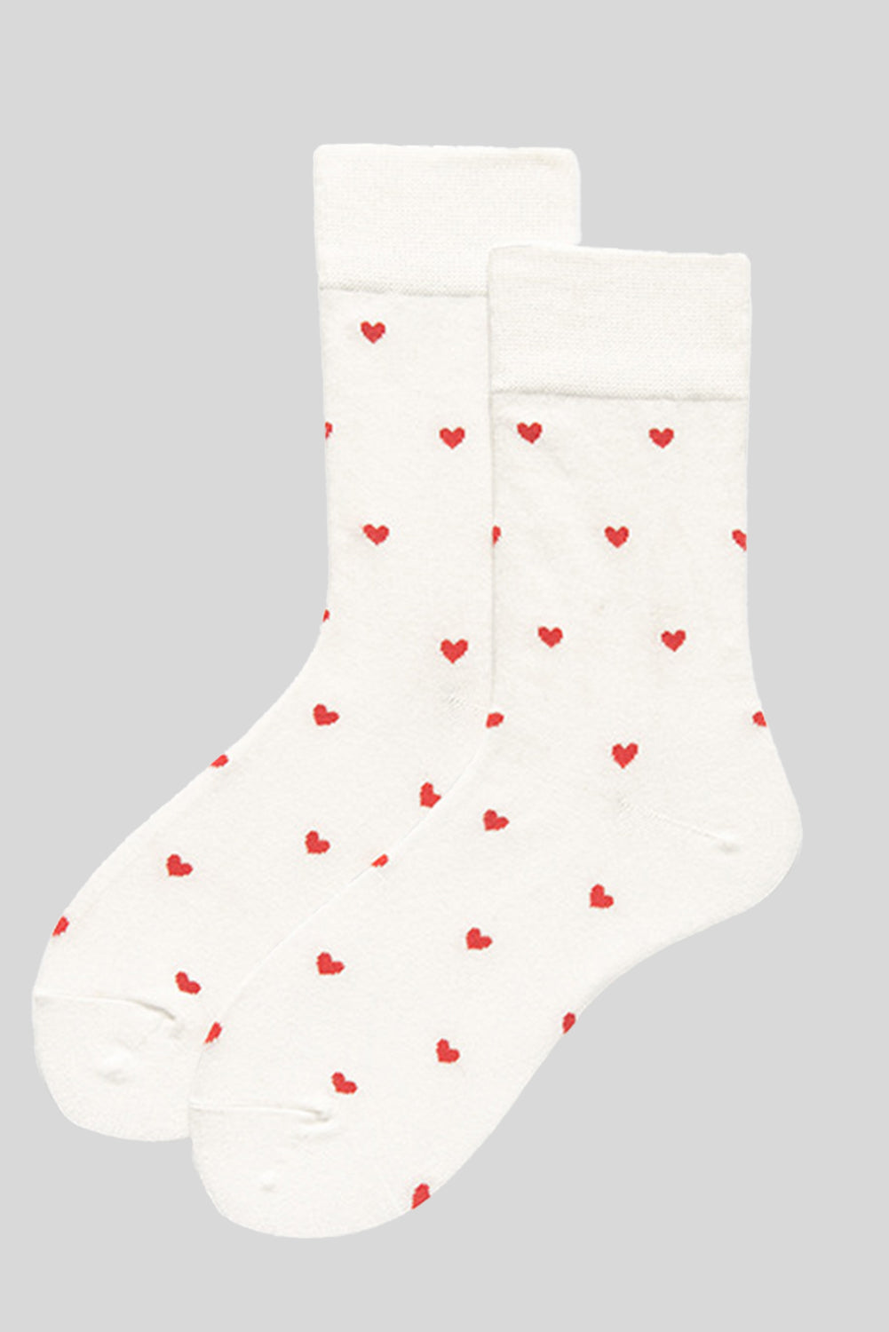 White Heart Pattern Casual Cotton Socks