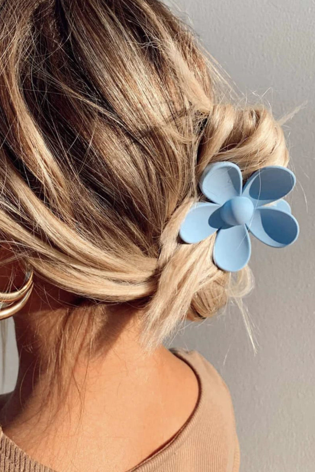 Sky Blue Flower Hair Claw Clip